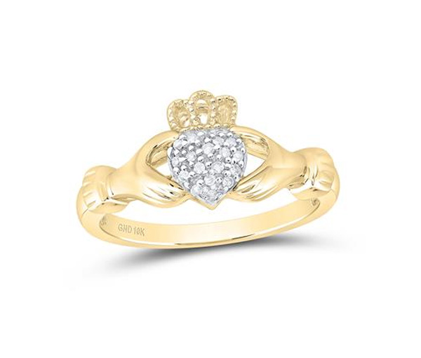 BAGUE CLADDAGH EN OR SERTIE DE DIAMANTS