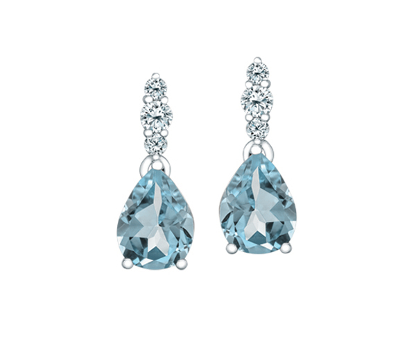 BOUCLES EN OR BLANC SERTIES DE TOPAZES BLEUS OU D'AIGUEMARINES ET DE DIAMANTS CANADIENS - CR ML996WAQ - DIAMANT CANADIEN