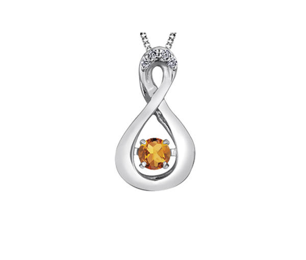 PENDENTIF PULSE EN OR SERTI D'UNE PIERRE DE NAISSANCE DIVERSE ET DE DIAMANTS - CR DX666WCI - BIJOUX CANADIEN