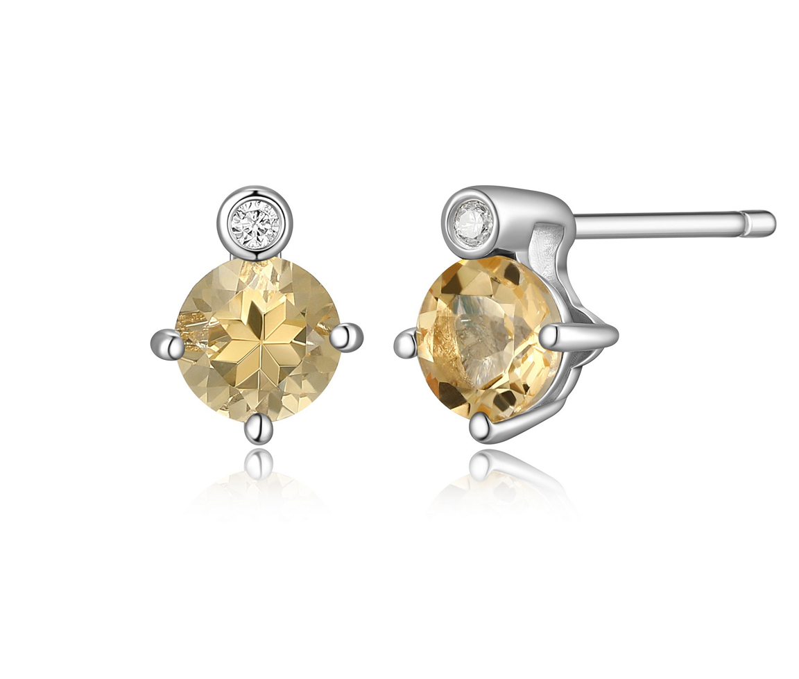 BOUCLES ELLE EN ARGENT RHODIE SERTIES DE PIERRES DE NAISSANCES VARIEES VERITABLES ET DE DIAMANTS DE LABORATIRE - PJ R2LCQ91558 - ELLE