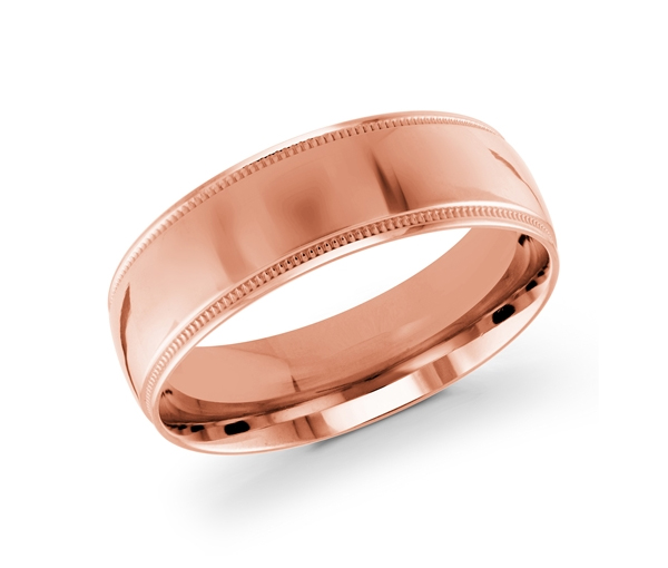 JONC EN OR 7MM DE LARGEUR AVEC MOTIF MILGRAIN SUR LES CÔTÉS - ML J102/7PL10 - MALO 