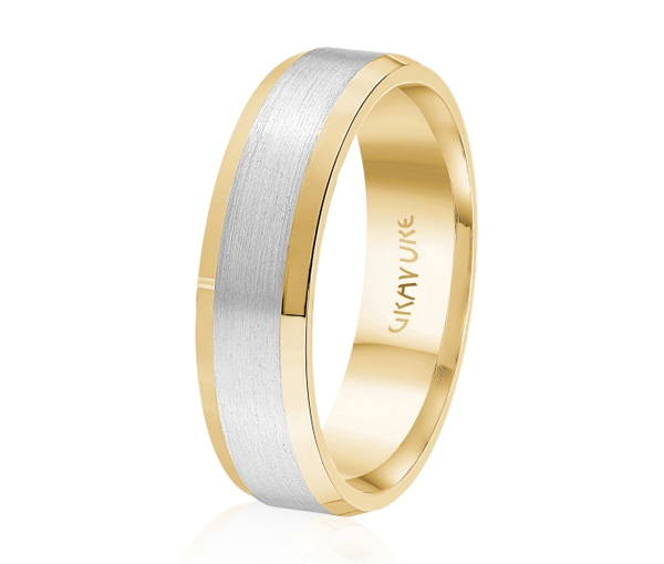 JONC EN OR OU EN PLATINE AVEC MOTIF BROSSÉ AU CENTRE - ML GH925YW10 - MALO 