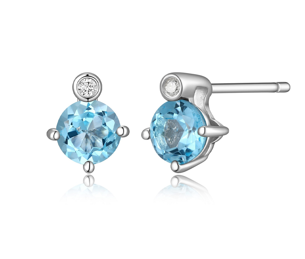 BOUCLES ELLE EN ARGENT RHODIE SERTIES DE PIERRES DE NAISSANCES VARIEES VERITABLES ET DE DIAMANTS DE LABORATIRE - PJ R2LCQ99758 - ELLE