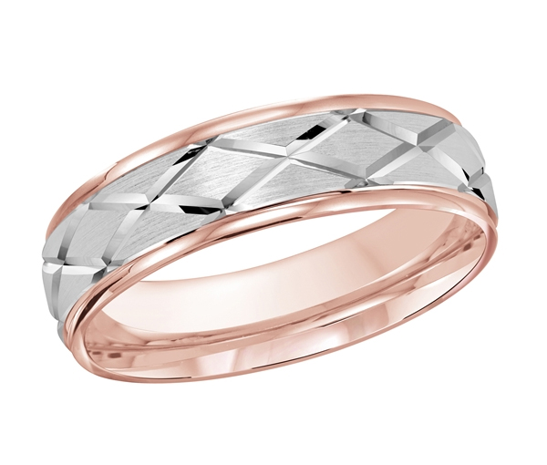 JONC EN OR 10K AVEC TAILLE DIAMANT À MOTIF EN X - ML FT111/6PW1 - MALO 