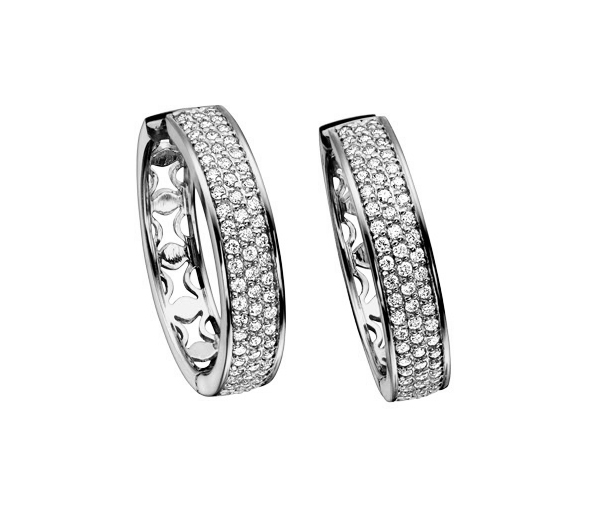 BOUCLES HUGGIES EN OR SERTIES D'UN CARAT DE DIAMANTS - CR DX443W100 - BIJOUX CANADIEN