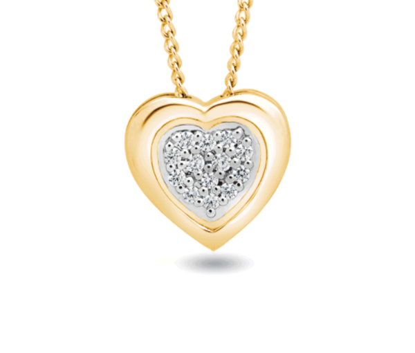 PENDENTIF COEUR EN OR 10K À PAVÉ DE DIAMANTS - SYIC1046 - 