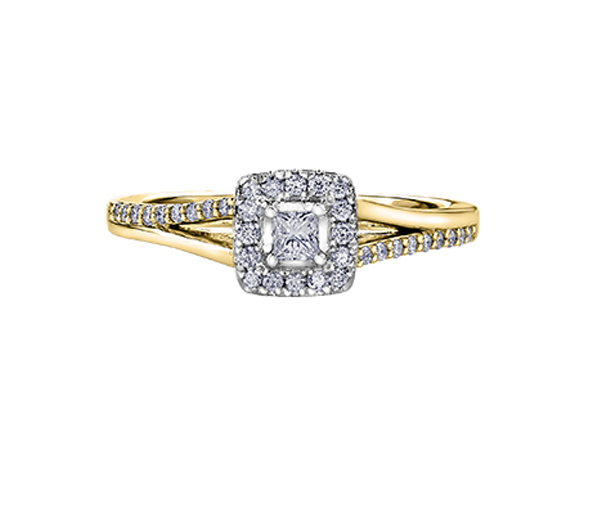 BAGUE EN OR AVEC UN DIAMANT CANADIEN ET DE DIAMANTS - CR AM430Y - DIAMANT CANADIEN