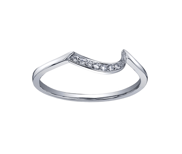 JONC CONTOUR EN OR 10K BLANC SERTI DE DIAMANTS - CR 51Y42WD - BIJOUX CANADIEN