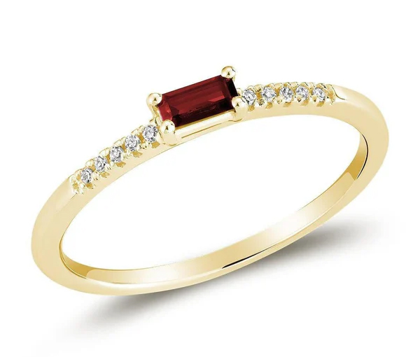 BAGUE EN OR JAUNE SERTIE D'UN RUBIS ET DE DIAMANTS - BR 02041047YR - R.N.B.