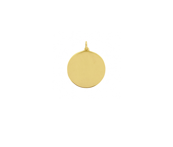 PENDENTIF PLAQUE RONDE EN OR JAUNE - SJ PLROY10 - BIJOUTERIE SUISSE INC.