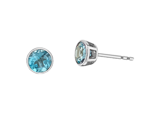 BOUCLES FIXES EN OR JAUNE OU BLANC SERTIES DE PIERRES DE NAISSANCES DIVERSES - CR DX959WBT - BIJOUX CANADIEN