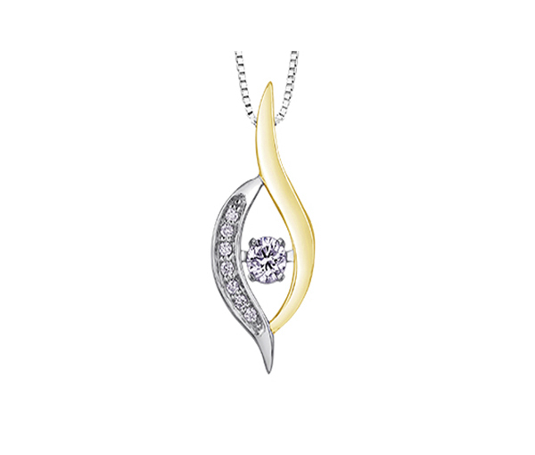 PENDENTIF EN OR 10K SERTI D'UN DIAMANT CANADIEN ET DE DIAMANTS - CR AM305Y - DIAMANT CANADIEN
