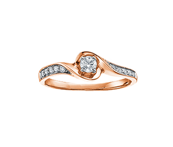 BAGUE EN OR 10K SERTIE D'UN DIAMANT CANADIEN ET DE DIAMANTS - CR AM231R20 - DIAMANT CANADIEN