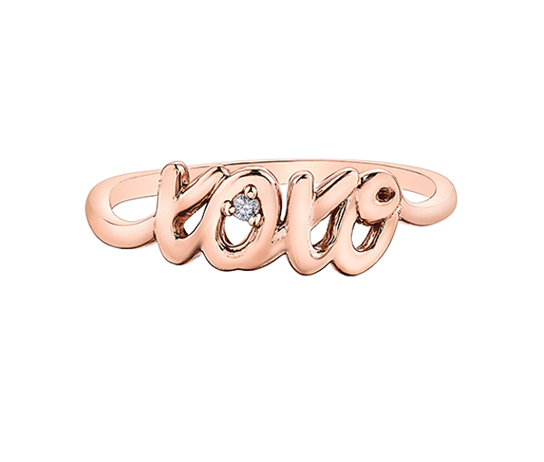 BAGUE XOXO EN OR 10K SERTIE D'UN DIAMANT - CR DD7805R - BIJOUX CANADIEN