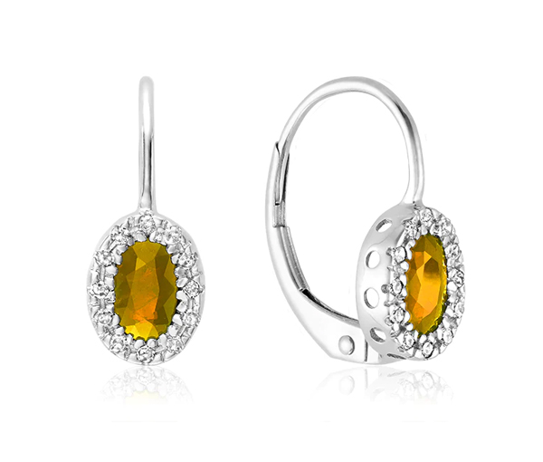 BOUCLES EN OR 10K BLANC SERTIES DE DIAMANTS ET DE PIERRES DE NAISSANCES VARIÉES - BR 13041001CI - Bijoux d'importation