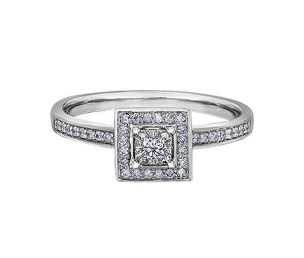 BAGUE EN OR SERTIE D'UN DIAMANT CANADIEN ET DE DIAMANTS - CR AM392W20 - DIAMANT CANADIEN