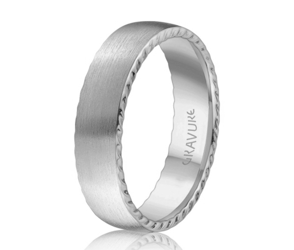 JONC EN OR OU EN PLATINE AVEC FINI SATINÉ ET TAILLÉ DIAMANT SUR LES CÔTÉS - ML GH1259PT - MALO 