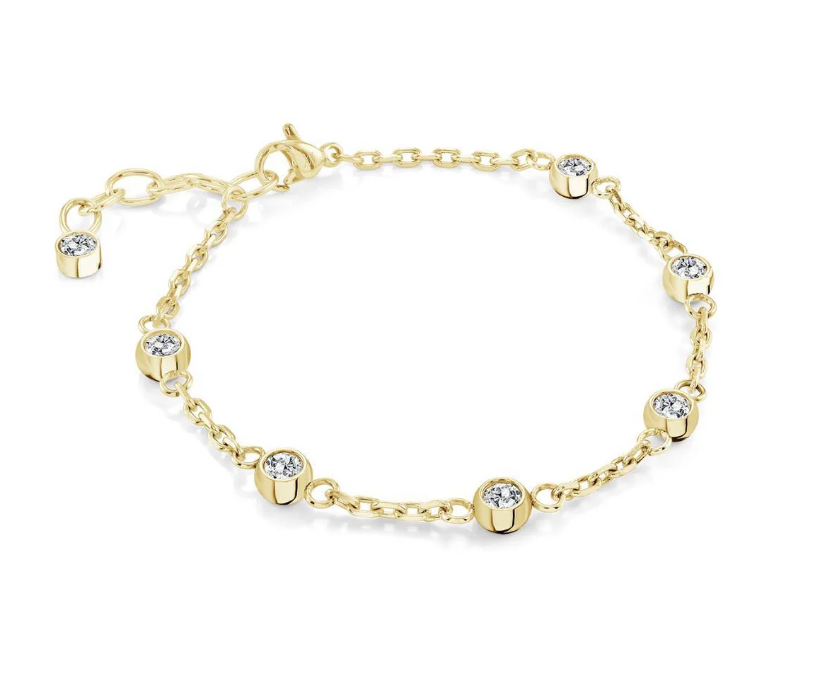 BRACELET EN ACIER OU ACIER/PVD OR À MAILLE ROLO OVALE SERTI DE CUBIQUES ZIRCONIAS - IG SWB261GO - VELORIA
