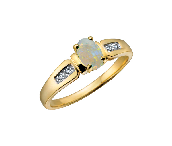 BAGUE EN OR SERTIE D'UNE PIERRE DE NAISSANCE ET DE DIAMANTS - CR DX219YOP - BIJOUX CANADIEN