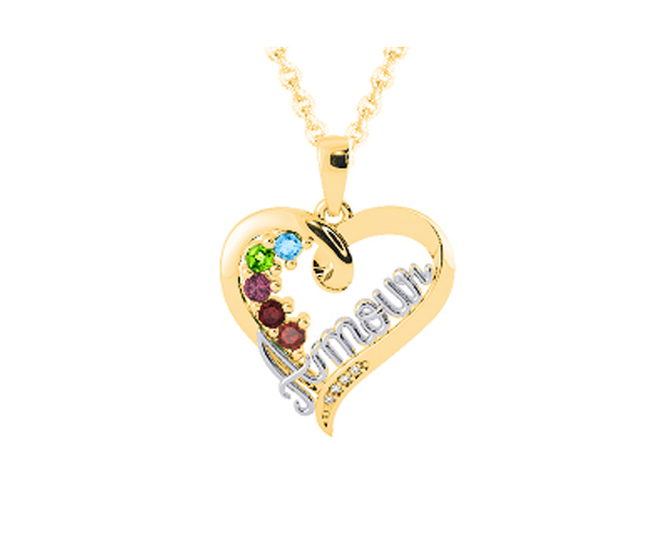 PENDENTIF FAMILIAL EN ARGENT ET EN OR SERTI DE PIERRES VÉRITABLES - BH FG140PYW - BEVERLY HILLS