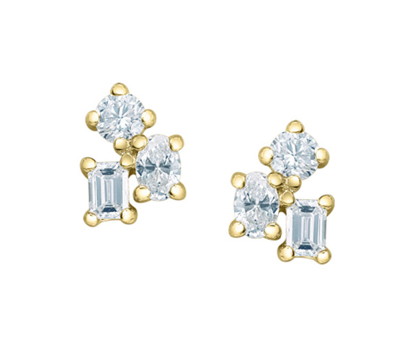 BOUCLES EN OR JAUNE SERTIES DE DIAMANTS DE LABORATOIRE - CR 70030 - BIJOUX CANADIEN
