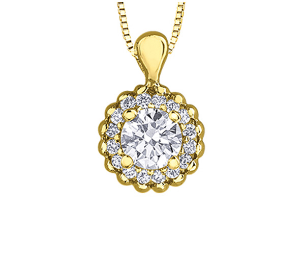 PENDENTIF EN OR SERTI D'UN DIAMANT CANADIEN ET DE DIAMANTS - CR ML913Y25 - DIAMANT CANADIEN