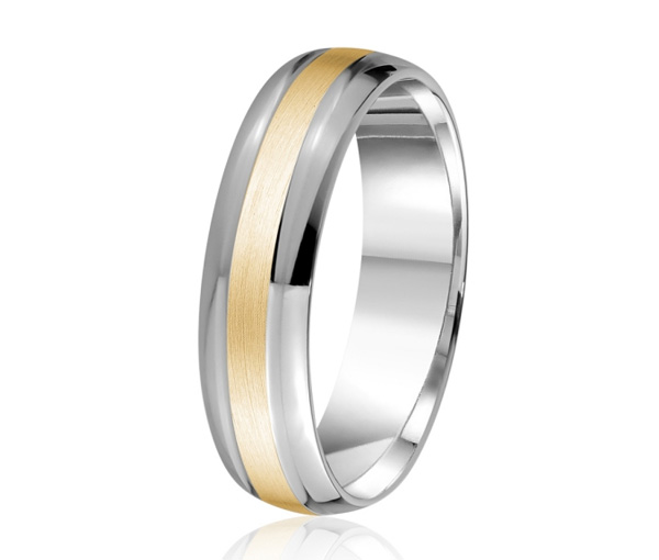 JONC EN OR OU PLATINE AVEC MOTIF SATINÉ AU CENTRE - ML GH842WY14 - MALO 