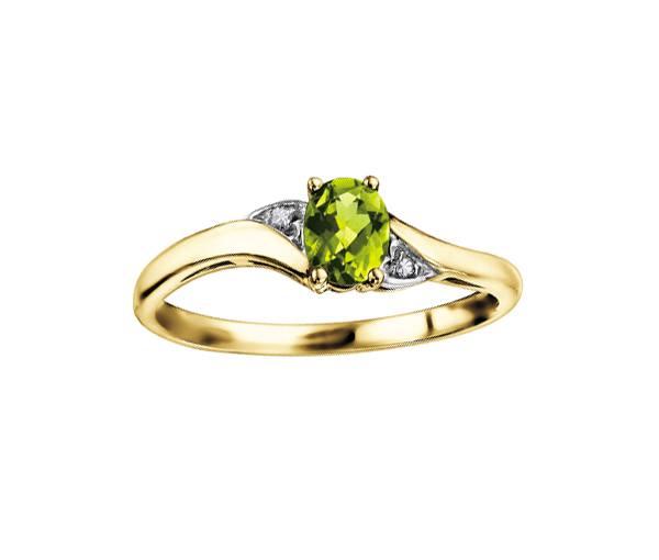 BAGUE EN OR 10K SERTIE D'UNE PIERRE DE NAISSANCE ET DE DIAMANTS - CR DX355YPER - BIJOUX CANADIEN