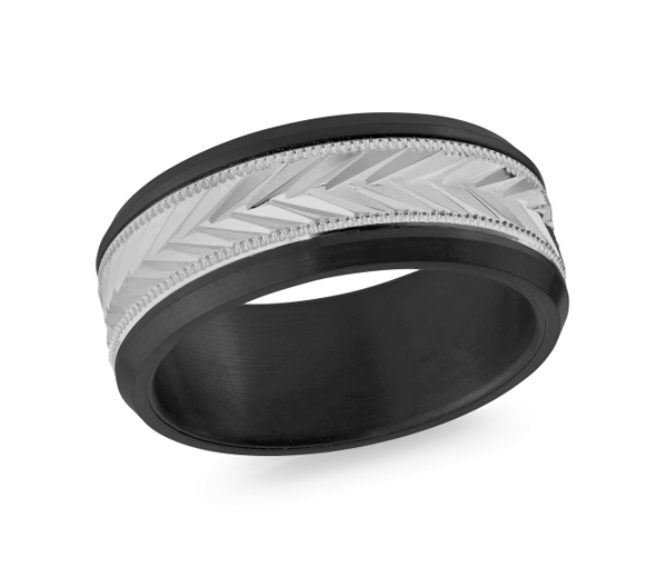 JONC EN CÉRAMIQUE NOIRE ET OR 14K - ML MRDZ006W - MALO 