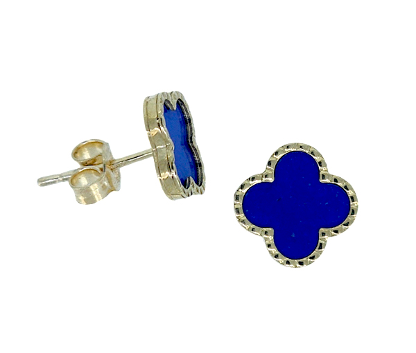 BOUCLES FIXES TRÈFLES EN OR JAUNE SERTIES DE PIERRES DE COULEURS VARIÉES - CB TREBOULAP - CBE