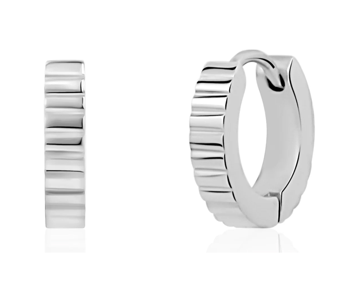 BOUCLES HUGGIES EN ACIER À MOTIF LIGNÉE - AZ SSE189W - AREZZO