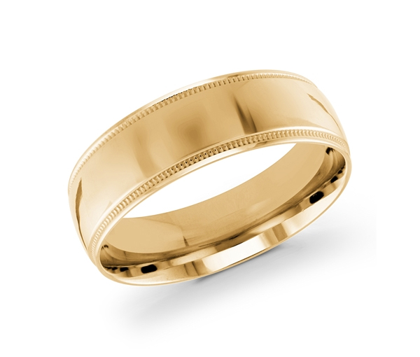 JONC EN OR 7MM DE LARGEUR AVEC MOTIF MILGRAIN SUR LES CÔTÉS - ML J102/7YL14 - MALO 