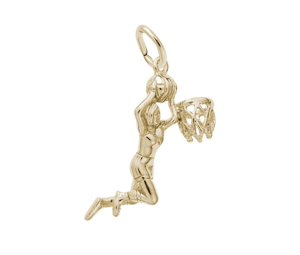 PENDENTIF JOUEUSE DE BASKETBALL EN ARGENT OU EN OR - NU 6207Y - NUCO/REMBRANDT 