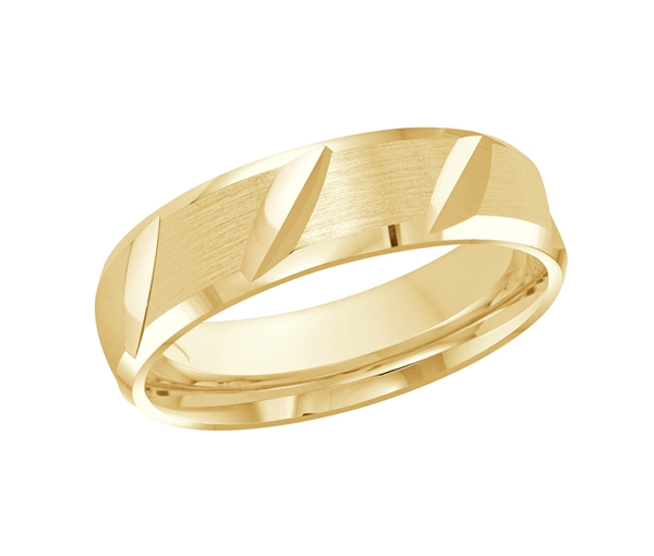 JONC EN OR À MOTIF TAILLE DIAMANT EN OBLIQUE AVEC EFFET BROSSÉ - ML FT646/601Y - MALO 