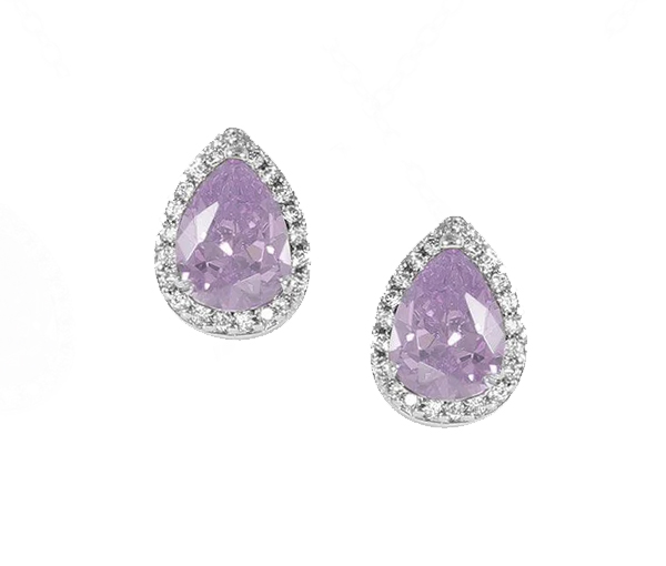 BOUCLES EN FORME DE GOUTTE EN ARGENT RHODIÉ SERTI DE CUBIQUES ZIRCONIAS DE COULEURS VARIÉES - SP BGS00441BJU - BIJOUX D'IMPORTATION