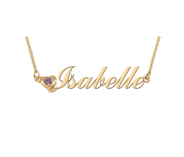COLLIER NOM PERSONNALISÉ EN ARGENT OU EN OR SERTI D'UNE PIERRE - PG 60191Y - PERSONALIZED GEM