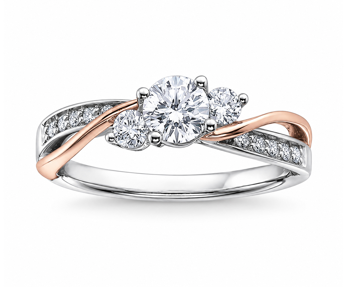 BAGUE AVEC DIAMANTS CANADIENS ET DE DIAMANTS - CR AM237WR62 - DIAMANT CANADIEN