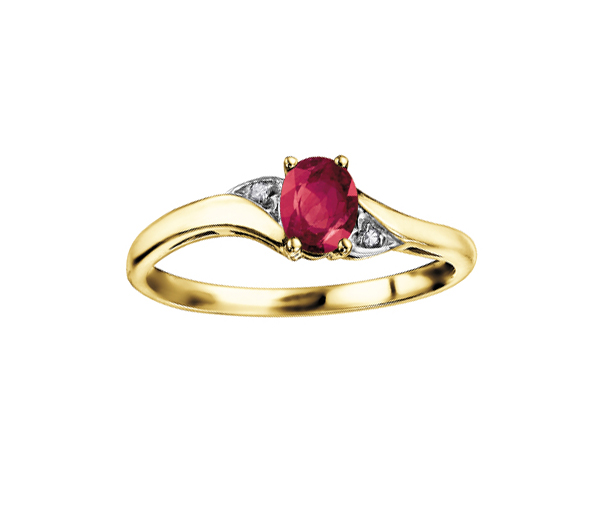BAGUE EN OR 10K SERTIE D'UNE PIERRE DE NAISSANCE ET DE DIAMANTS - CR DX355YGA - BIJOUX CANADIEN