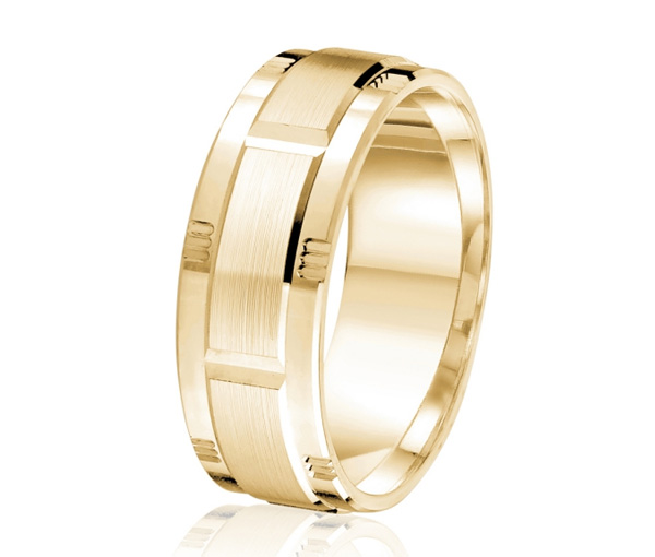 JONC EN OR OU EN PLATINE AVEC MOTIF BLOC ET SATINÉ AU CENTRE - ML GH1453Y14 - MALO 