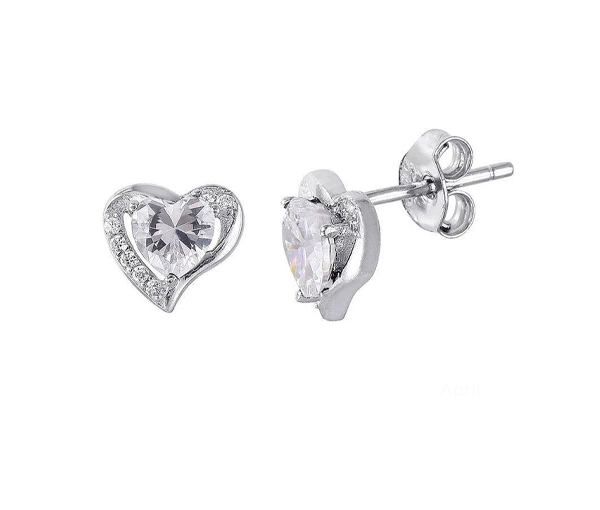 BOUCLES EN FORME DE COEUR SERTIES DE CUBIQUES ZIRCONIAS AUX COULEURS DE PIERRES DE NAISSANCES - SP STE01028/04 - BIJOUX D'IMPORTATION