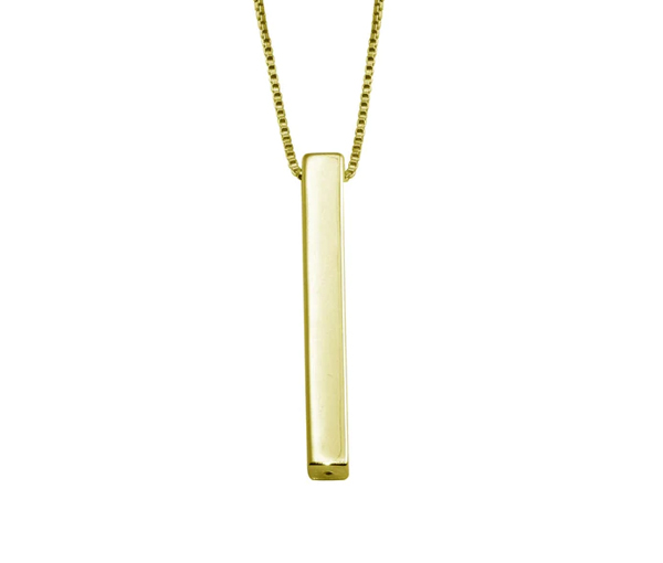 PENDENTIF BAR EN ARGENT RHODIÉ OU PVD OR - SP DIN00108GP - BIJOUX D'IMPORTATION