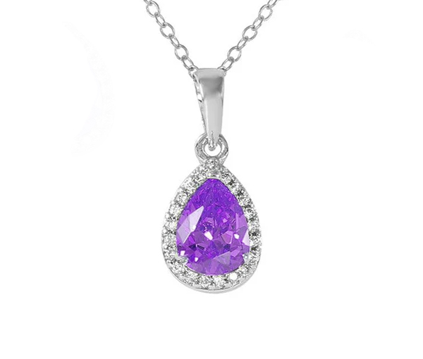 PENDENTIF EN FORME DE GOUTTE EN ARGENT RHODIÉ SERTI DE CUBIQUES ZIRCONIAS DE COULEURS VARIÉES - SP BGS00441PFE - BIJOUX D'IMPORTATION