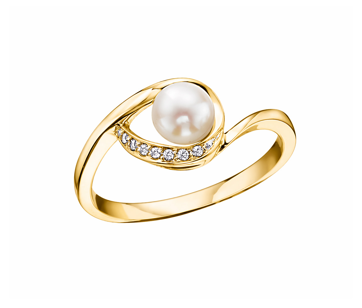 BAGUEUNE PERLE DE CULTURE ET DE DIAMANTS - CR DD2280Y - BIJOUX CANADIEN