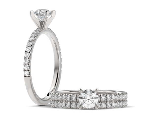 MAGNIFIQUE BAGUE EN OR 14K BLANC SERTIE D'UN DIAMANT DE LABORATOIRE ET DE DIAMANTS - ML FDC501W100 - MALO 