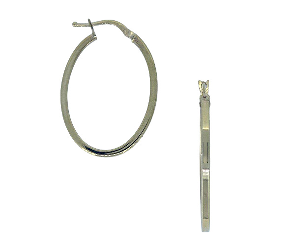 BOUCLES EN OR JAUNE ANNEAUX OVALES UNIES - S ANN01 - BIJOUX D'IMPORTATION