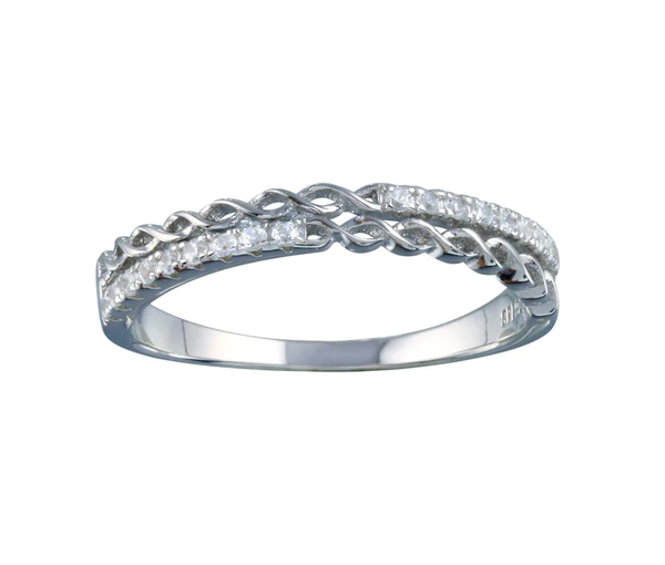 DÉLICAT JONC EN ARGENT RHODIÉ À MOTIF INFINI ET SERTI DE CUBIQUES ZIRCONIAS - SP STR01124/5 - BIJOUX D'IMPORTATION