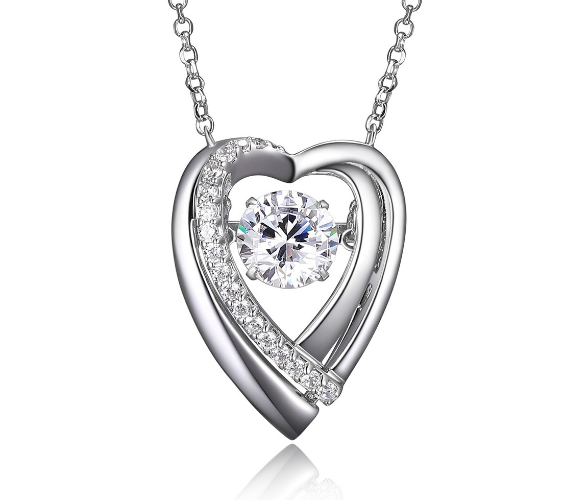 COLLIER COEUR EN ARGENT RHODIÉ SERTI D'UN CUBIQUE ZIRCONIA DANSANT - PJ R0LBFH0048 - ELLE