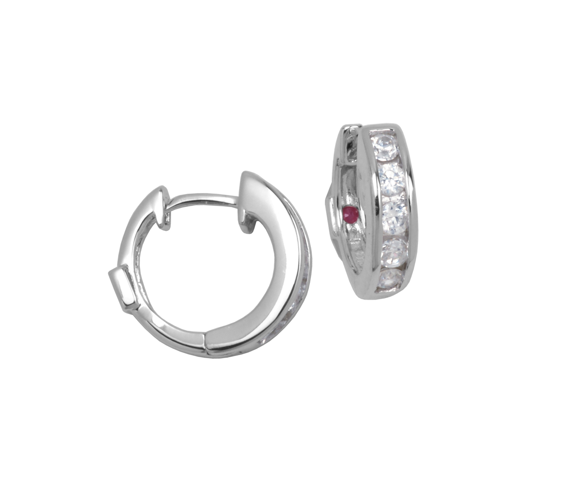 BOUCLES HUGGIES EN ARGENT RHODIÉ SERTIES DE CUBIQUES ZIRCONIAS - PJ 62L0600000 - ELLE