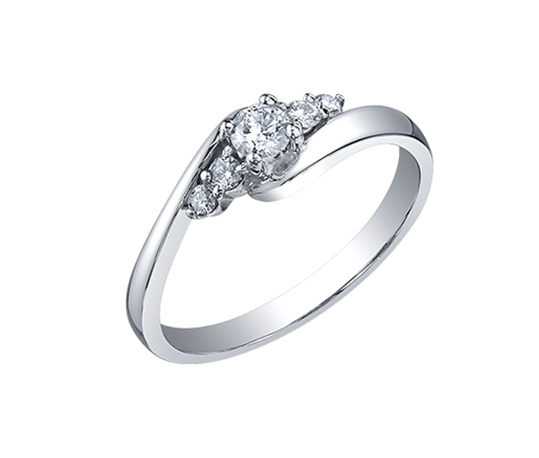 BAGUE DAME STYLE TRINITÉ EN OR 10K BLANC SERTIE DE DIAMANTS - CR DD8093W25 - BIJOUX CANADIEN