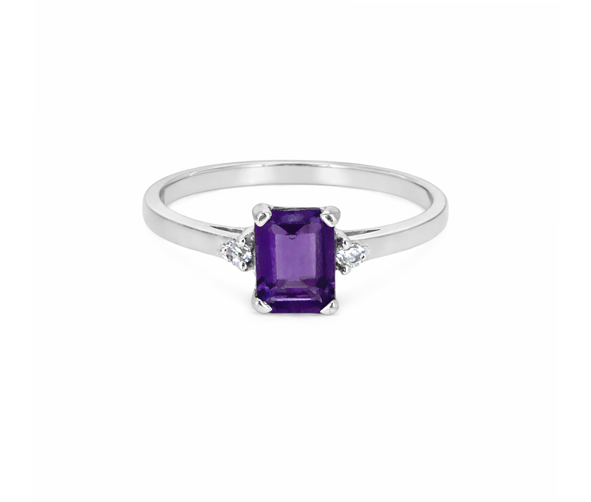 BAGUE AMÉTHYSTE EN ARGENT - TJ 409932 - BIJOUX D'IMPORTATION